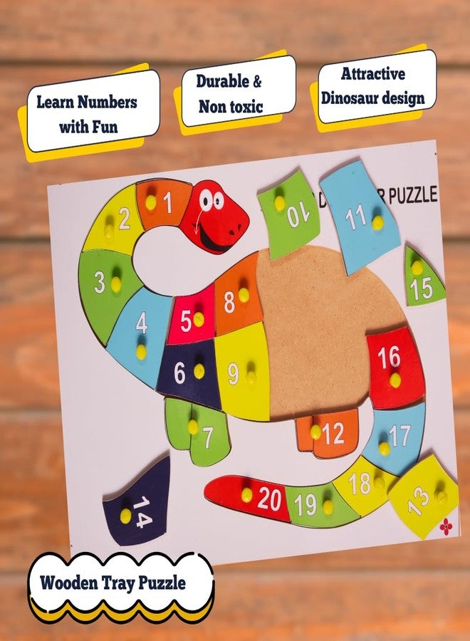Toyjos Dinosaur Shape Wooden Board with Numbers Knob Puzzle | 1 to 20 Counting Numbers Preschool Learning Game | Kids Educational Pegged Puzzle Board Toys Birthday Gifts for Boys, Girls (Ages 2+) - Image 5